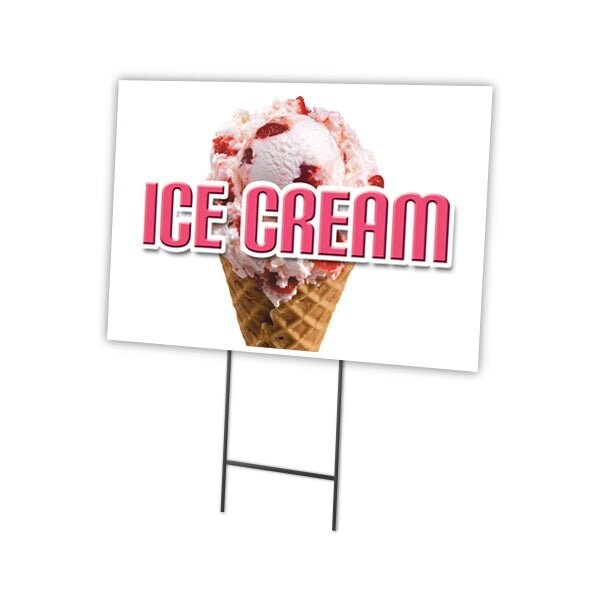 Signmission Ice Cream Yard Sign & Stake outdoor plastic coroplast window, C-1824 Ice Cream C-1824 Ice Cream - main